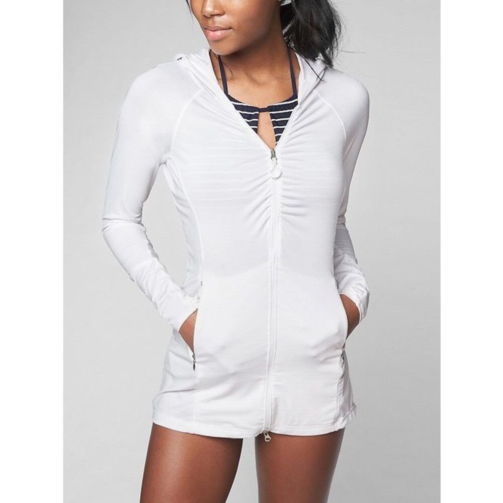 ATHLETA Women’s White Vitamin Sea Full Zip Hooded Jacket Size XXS